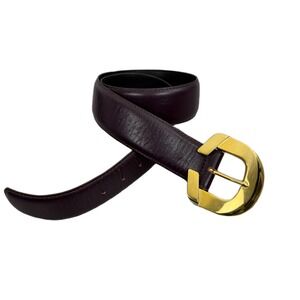 Vtg Bullocks Glove Leather Belt Womens Medium Plum Gold Buckle Classic USA 1.5in